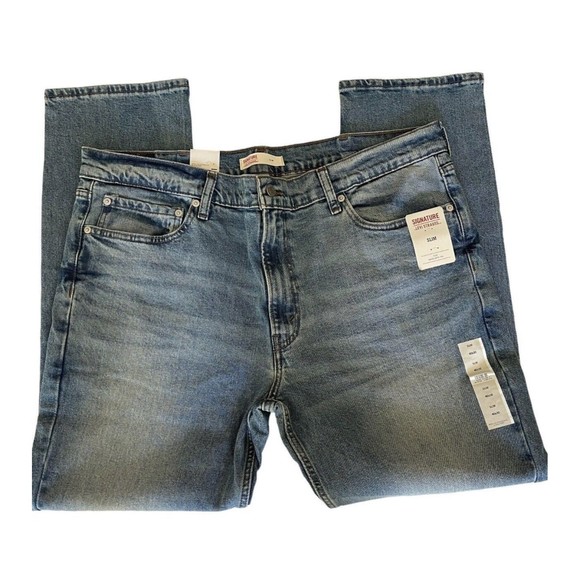 Signature by Levi Strauss & Co. Slim Fit Denim Jeans for Big and Mens 38x32 NEW - Picture 10 of 15